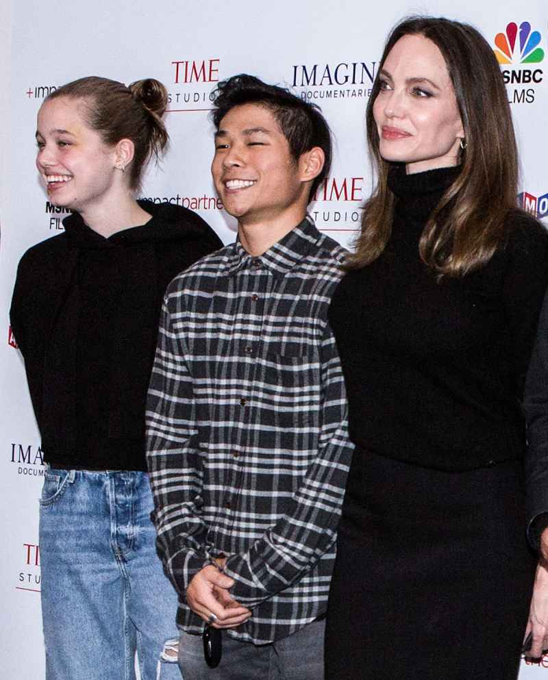 Group Photo Angelina Jolie Brings Shiloh and Pax to Paper and Glue Documentary Premiere