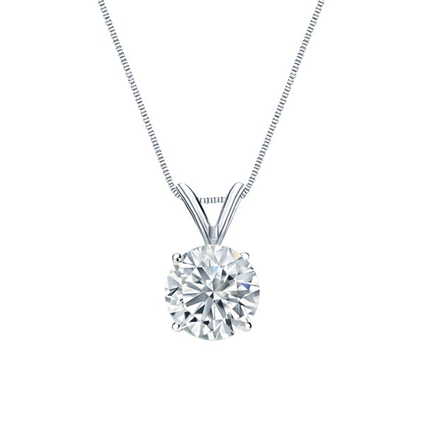 JeenMata Solitaire 0.33ct Round Diamond Pendant Necklace
