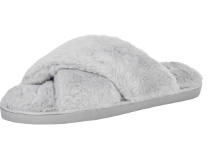 Jessica Simpson Women's Cross Band Plush Slide-on House Slippers