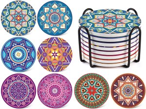 LIFVER 8 Packs Absorbent Drink Coaster Sets