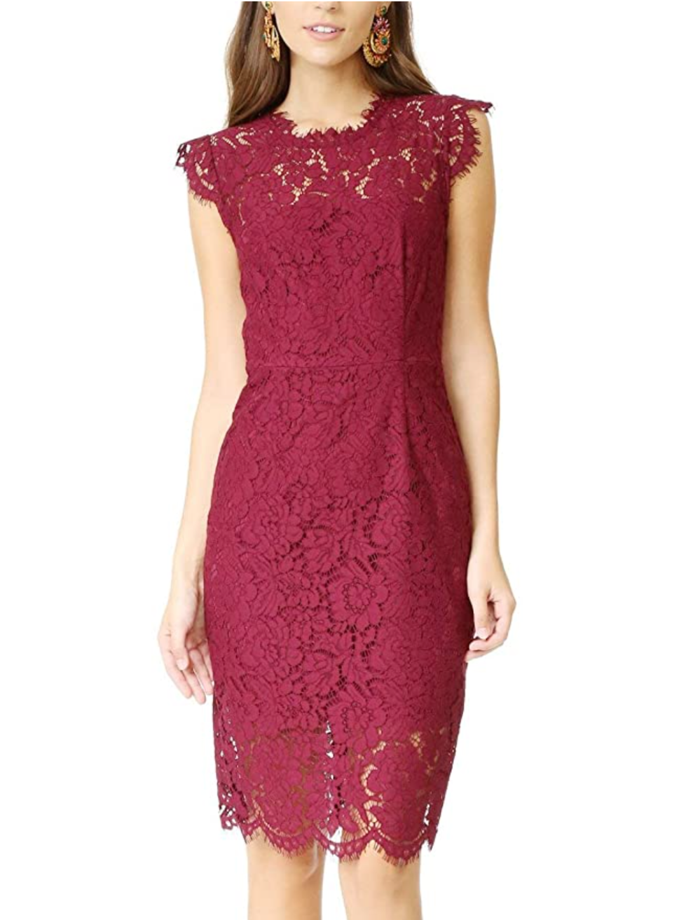 MEROKEETY Women's Sleeveless Lace Floral Cocktail Dress