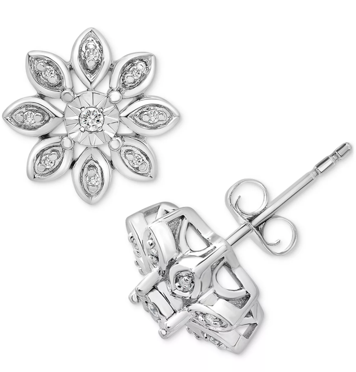 Macy's Diamond Flower Cluster Earrings