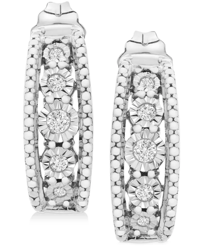 Aretes colgantes de diamantes calados de Macy's (1:10 qt total) en plata de ley