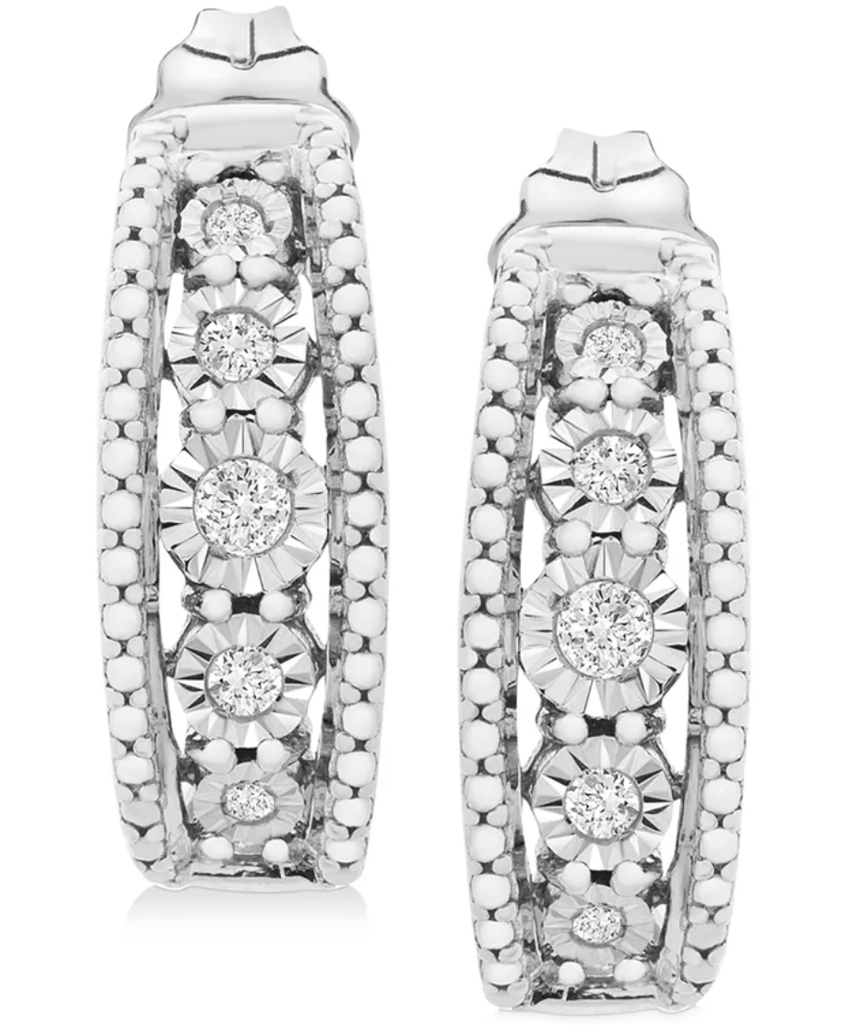 Macy's Diamond Open-Work Drop Earrings (1:10 ct. t.w.) in Sterling Silver