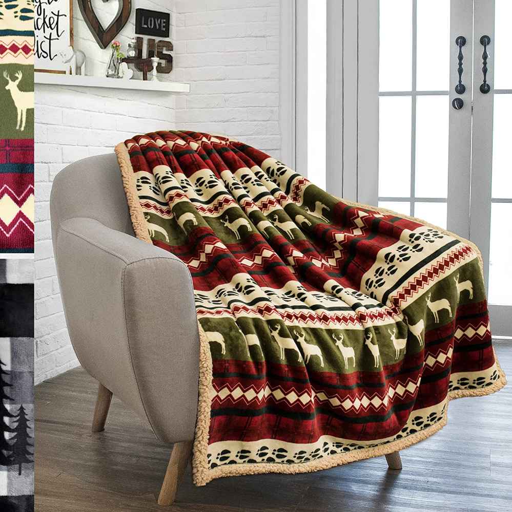 PAVILIA Premium Christmas Blanket Sherpa Fleece Throw