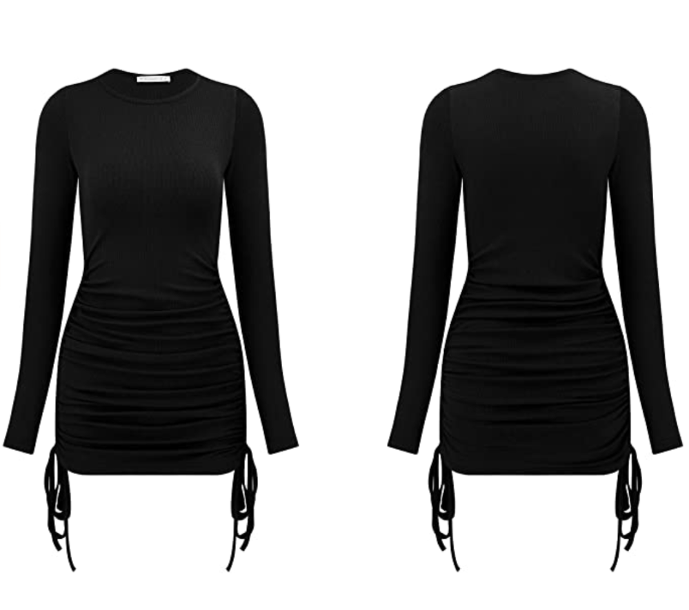 R.Vivimos Women's Long Sleeve Ruched Bodycon Mini Dress