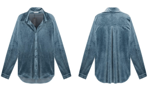 R.Vivimos Women's Winter Velvet Long Sleeve Button Down Top