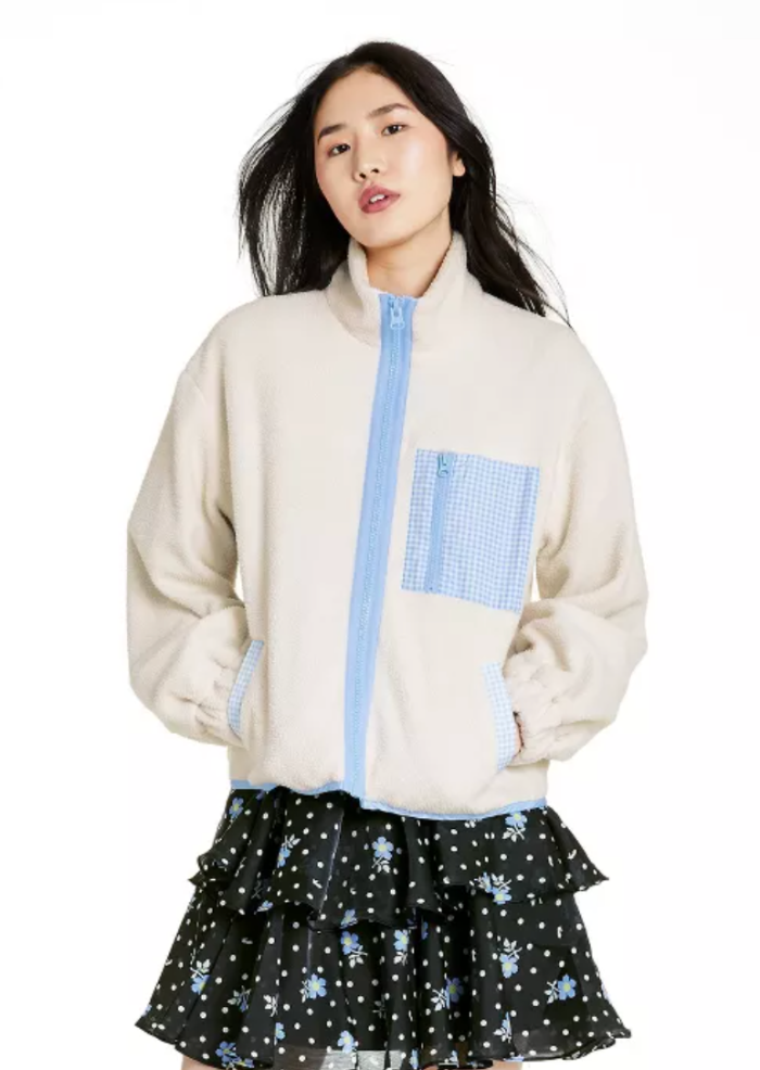 Sandy Liang x Target Women's Gingham Pocket Sherpa Jacket