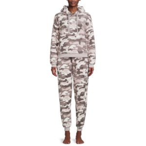 The Cozy Corner Women's Hooded Faux Sherpa Top & Bottom Pajama Set
