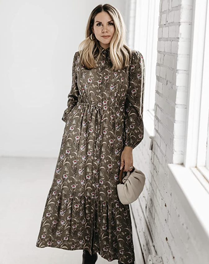 The Drop Women's Olive Floral Button Down Maxi Dress by @Ashleyrobertson