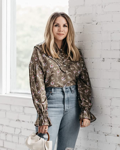 The Drop Women's Olive Floral Pintuck Ruffle Blouse by @ashleyrobertson