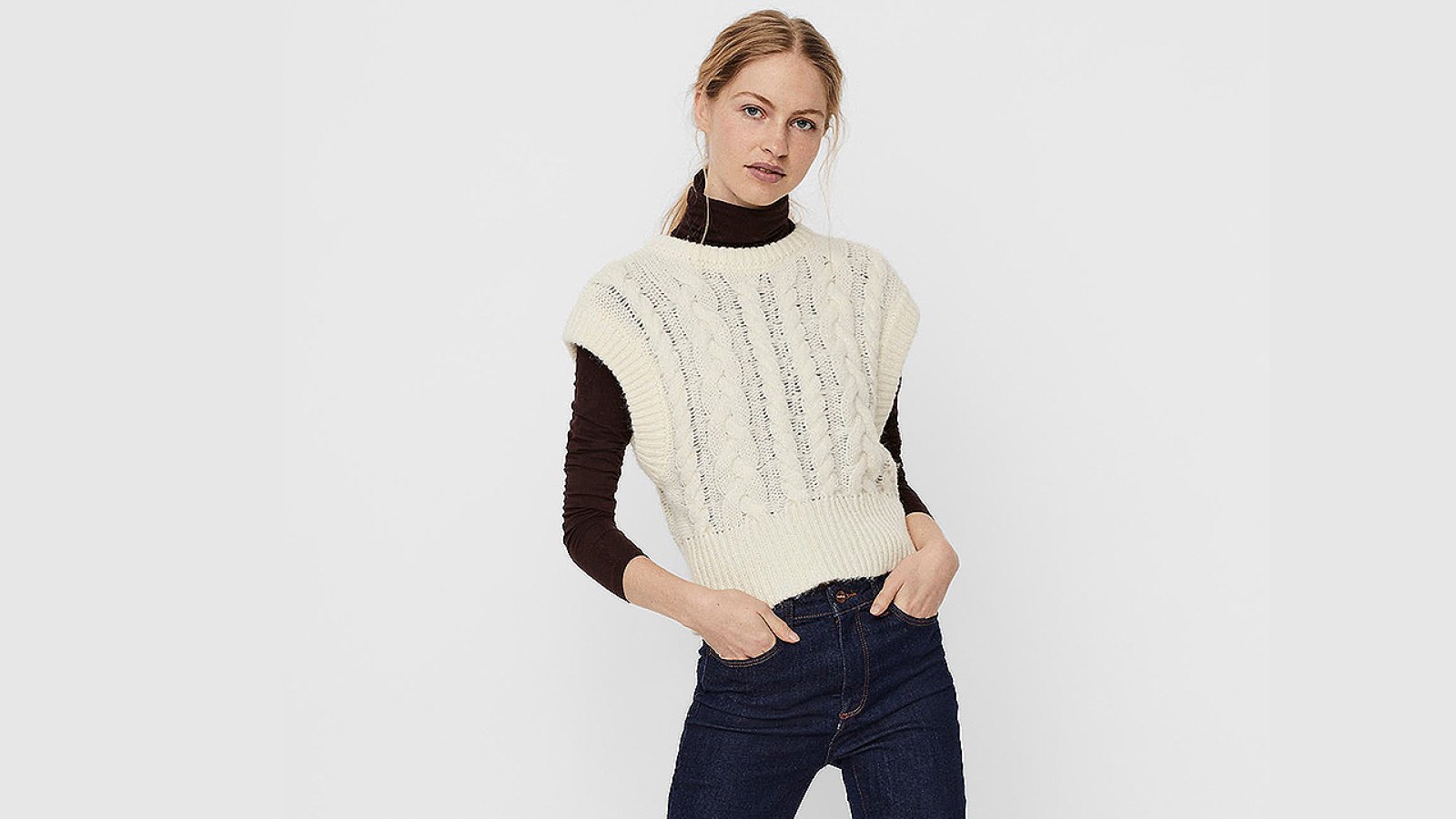 Vero Moda Melanie Cable Knit Sweater Vest