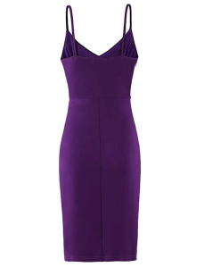 Zalalus Women's Spaghetti Strap V Neck Bodycon Dress