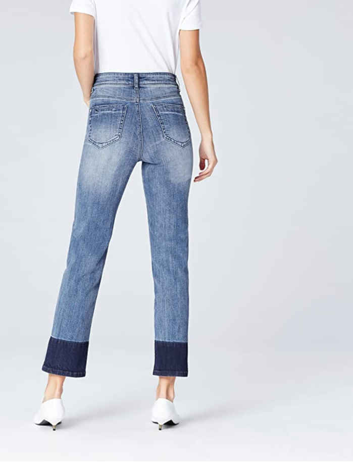 find. Women's Straight Leg High Rise Contrast Jeans