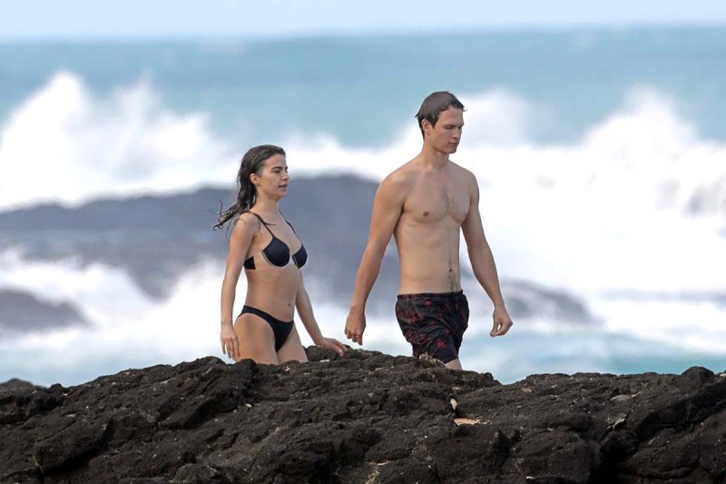 Ansel Elgort Puts His Abs Display During Beach Trip With GF Violetta