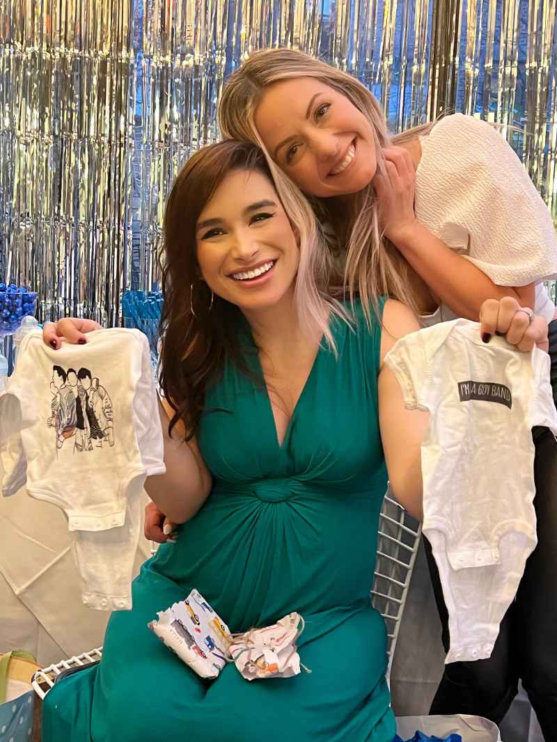 Ashley Iaconetti received baby onesies at her baby shower in New York City.
