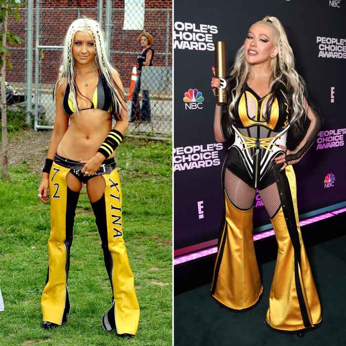 Christina Aguilera Recreates Her Iconic Dirrty Yellow and Black Ensemble for 2021 Peoples Choice Awards