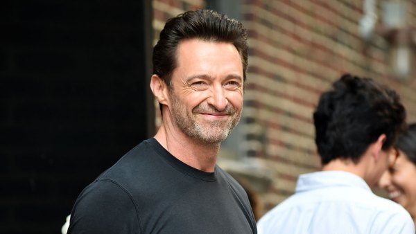 Hugh Jackman walks in New York City.