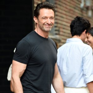 Hugh Jackman walks in New York City.