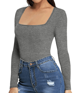 MANGOPOP Women's Square Neck Bodysuit