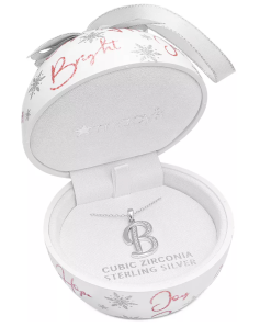 Macy's Ornament Box with Cubic Zirconia Initial 18 Pendant Necklace