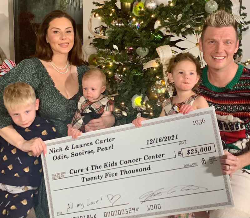Nick Carter Odin, Saoirse and Pearl Odin, Saoirse and Pearl Home 4 the Holidays Nick Carter and Lauren Kitt’s Best Family Photos Over the Years