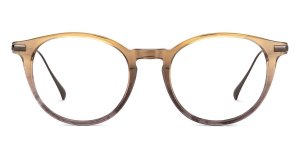 Quinn Brown Grey Round Eyeglasses