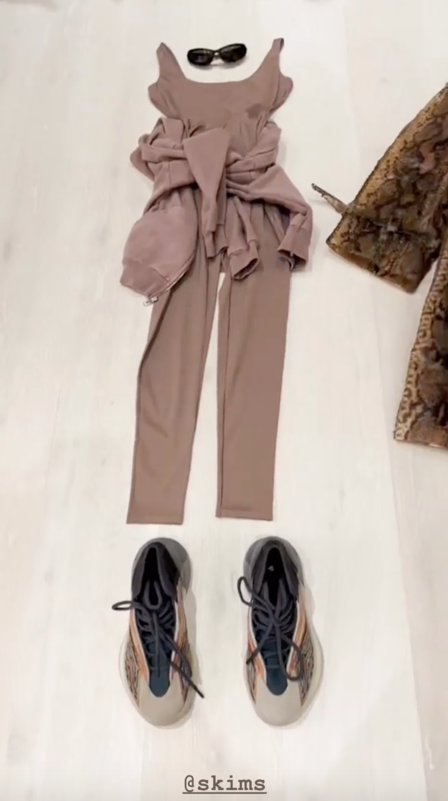 Kim Kardashian Recommends Styling Her New Skims Bodysuit With Ex Kanye West’s Yeezy Sneakers
