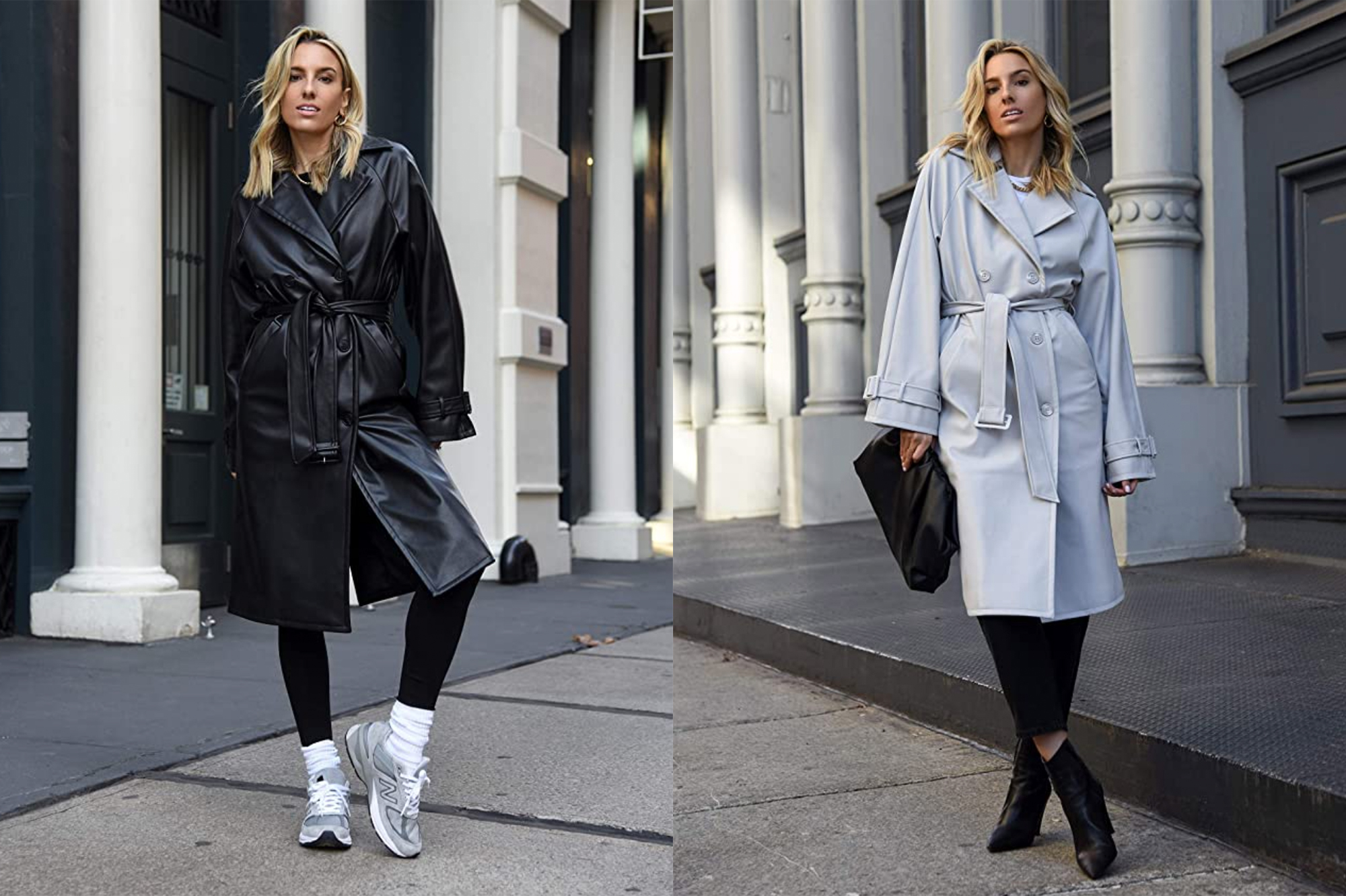 The Drop Womens @lisadnyc Faux Leather Long Trench Coat 