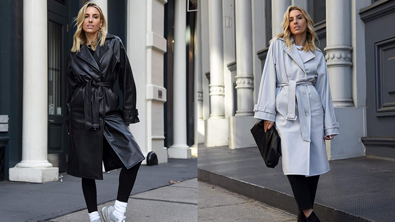 The Drop Women's @lisadnyc Faux Leather Long Trench Coat