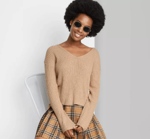 Wild Fable Women's V-Neck Rib Knit Pullover Sweater