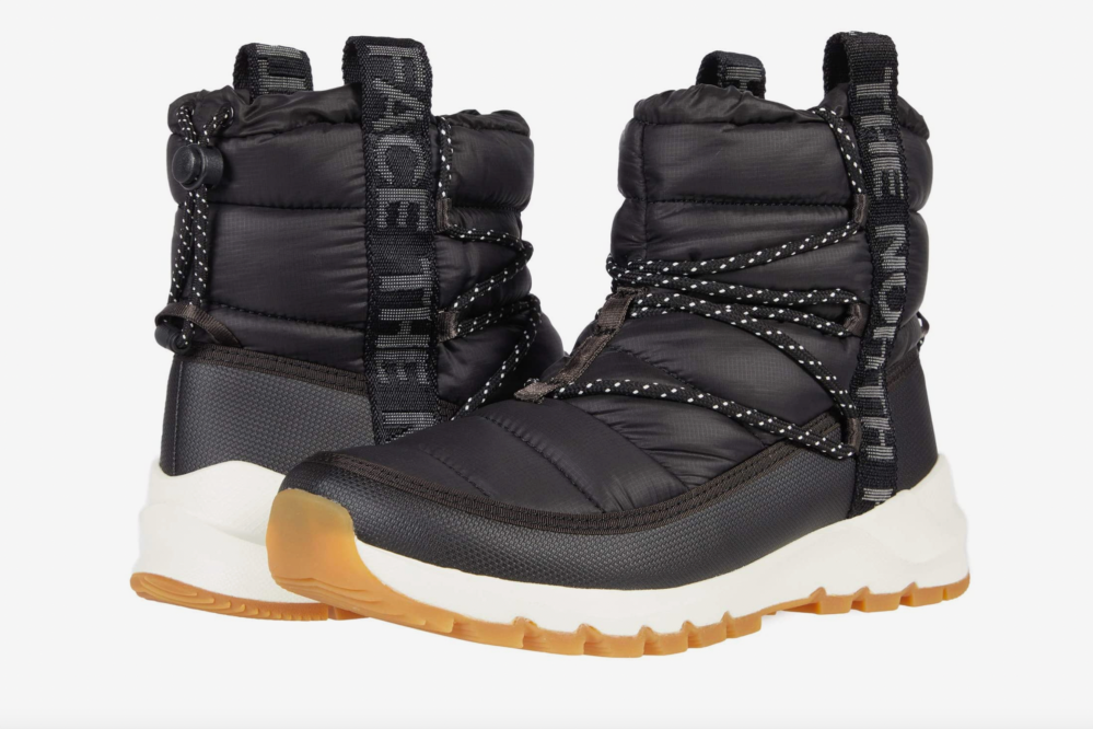 black snow boots, North Face
