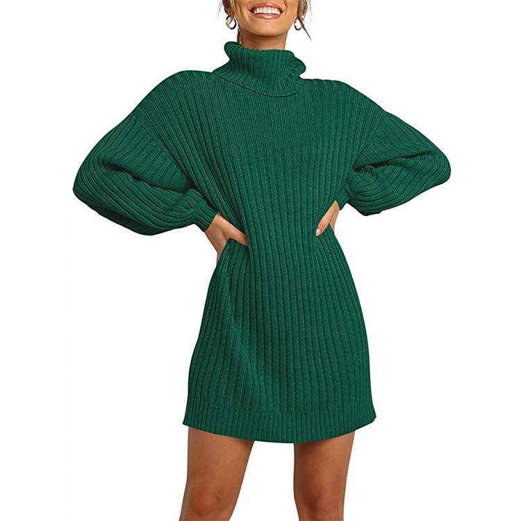 green turtleneck sweater dress