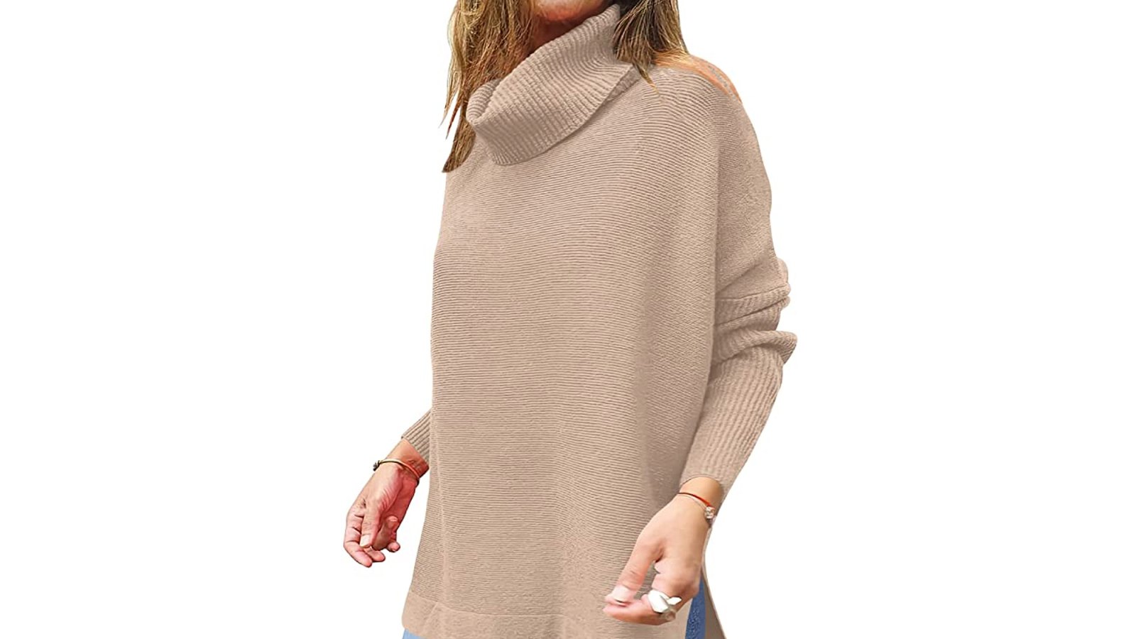 ANRABESS Women's Turtleneck Oversized Long Batwing Sleeve Sweater