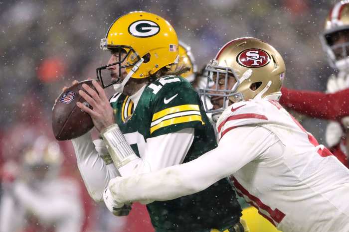 Aaron Rodgers Thinks NFL Fans Were Rooting Against the Packers Because of His Vaccination Status 2 Game Playoffs NFL Green Bay Packers San Francisco 49ers Tackle Football Quarterback NFC Championship