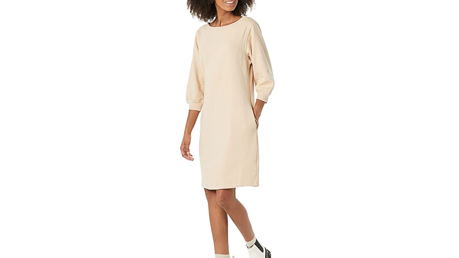 Amazon Essentials Women's Fleece Blouson Sleeve Crewneck Dress