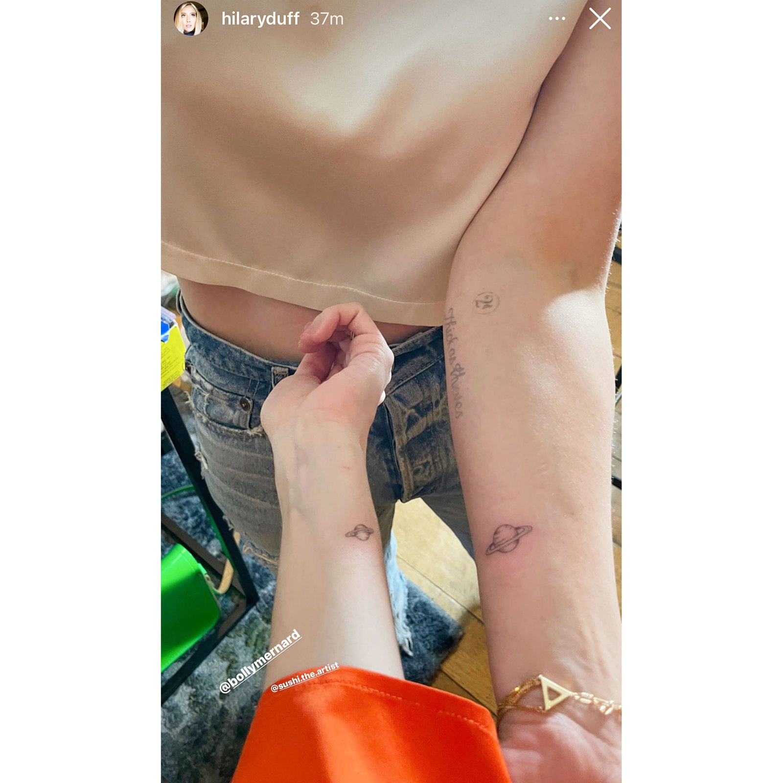Hilary Duff Gets Matching Planet Tattoo With Younger Costar Molly Bernard