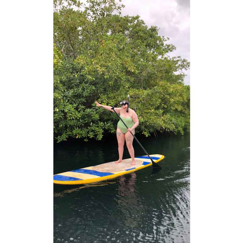 Lena Dunham Rocks a Mint Green One-Piece While Paddleboarding