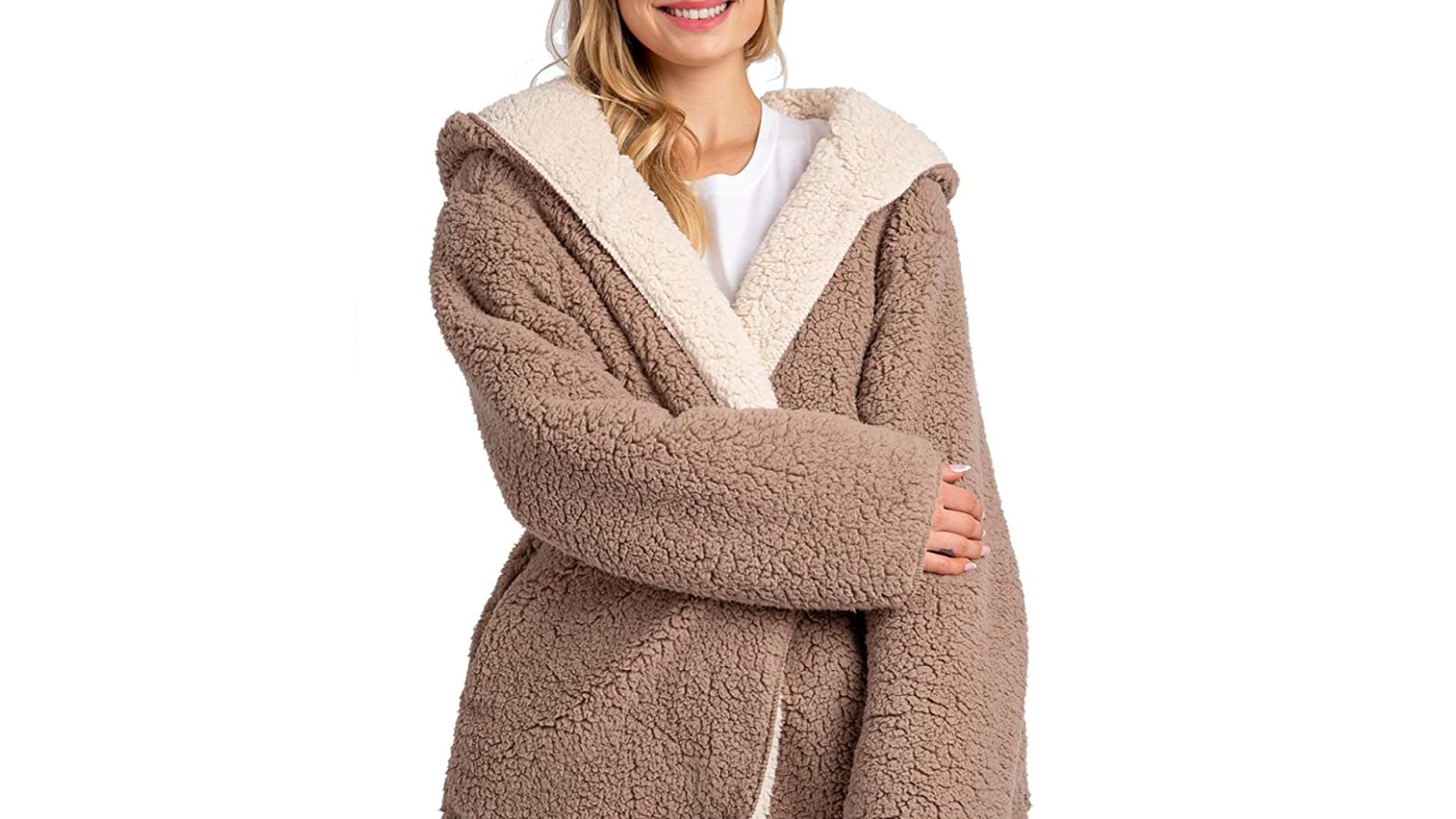 Love Tree Women's Oversized Fuzzy Teddy Cardigan Coat
