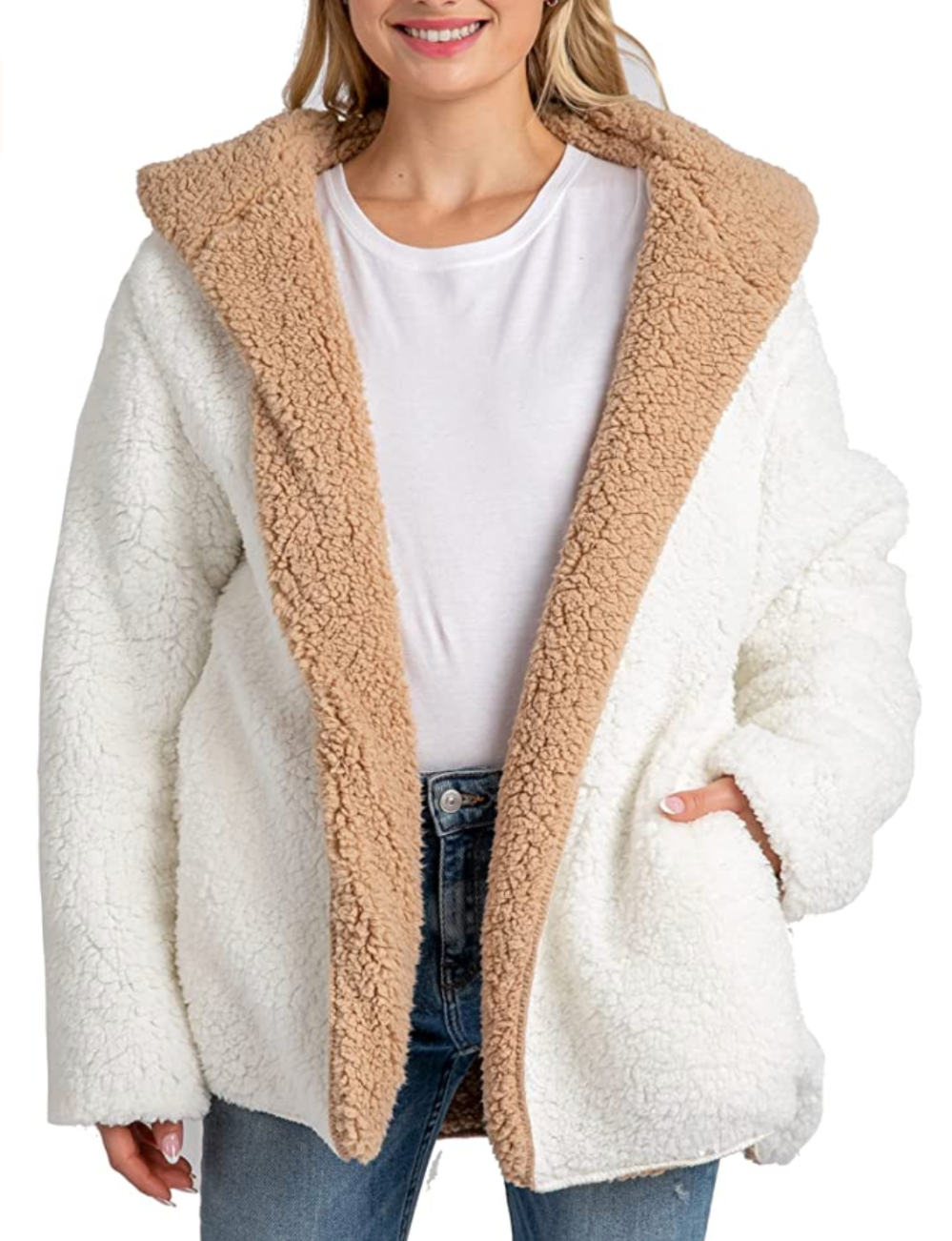 Oversized Sherpa Jacket for Women Men Fuzzy Fleece Teddy Bear
