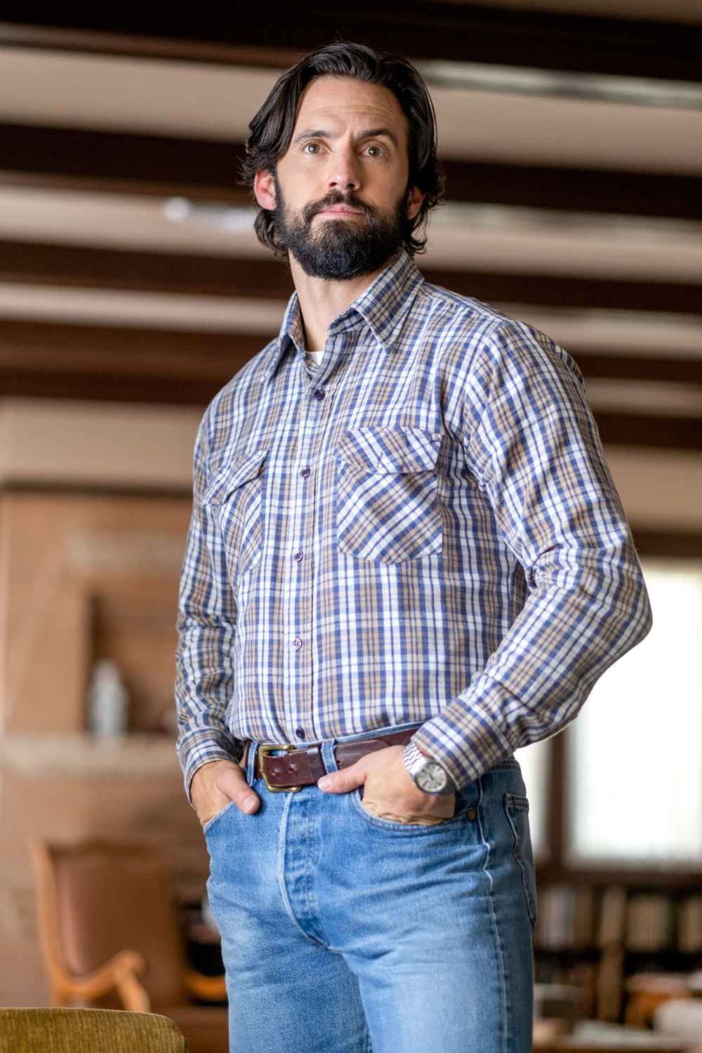 Milo Ventimiglia This Is Us Plaid Shirt Beard Facial Hair