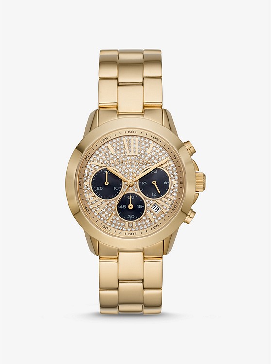 Oversized Pavé Gold-Tone Watch