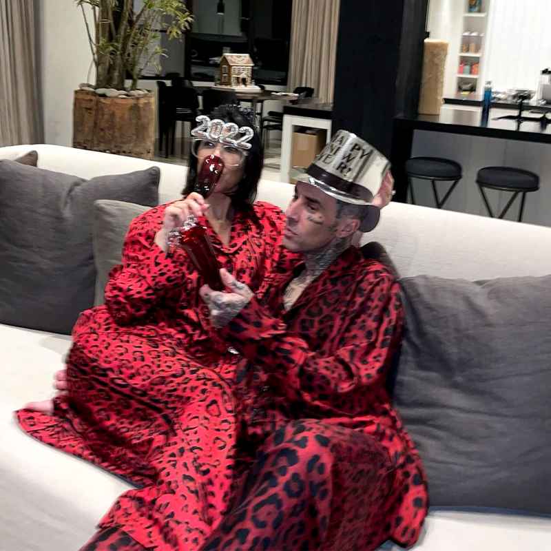 PSA: Kourtney Kardashian and Travis Barker Wear Matching Pajamas