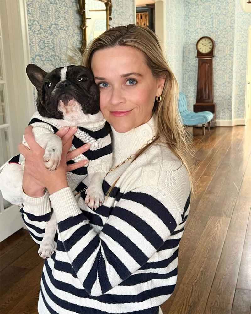 Reese Witherspoon Matching Striped Sweater Dog