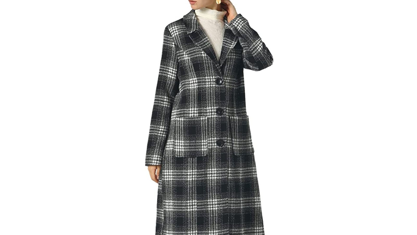 chouyatou Women's Big Notch Lapel Wool Blend Coat