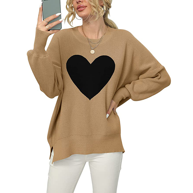 neutral heart print sweater