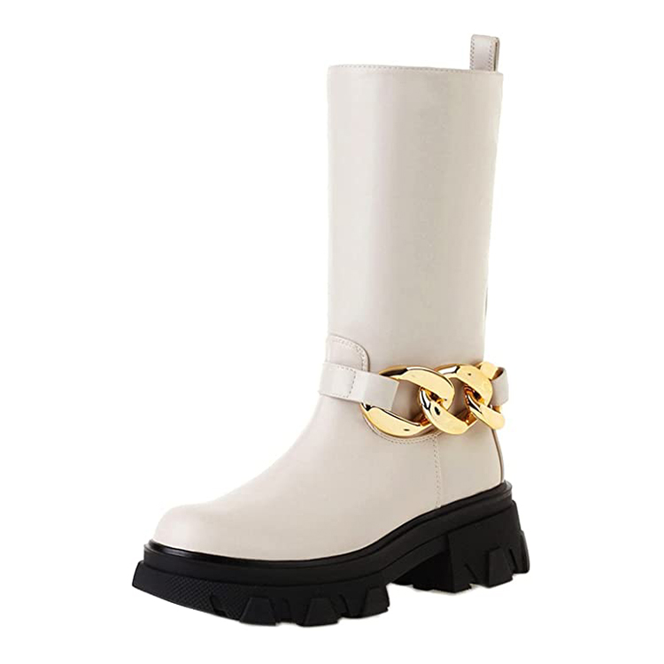 white chain boots