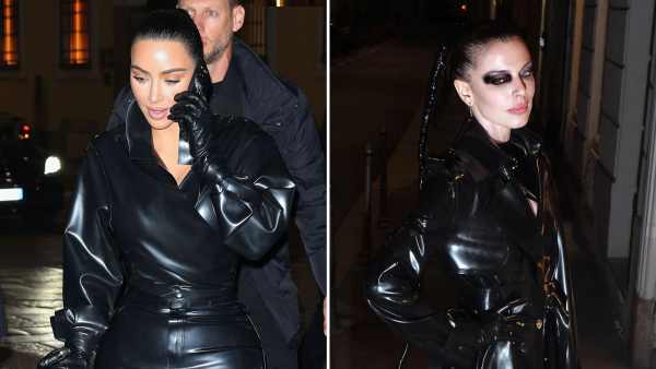 Double Take Kim Kardashian and Julia Fox Wear Nearly Identical Outfits for Milan Fashion Week