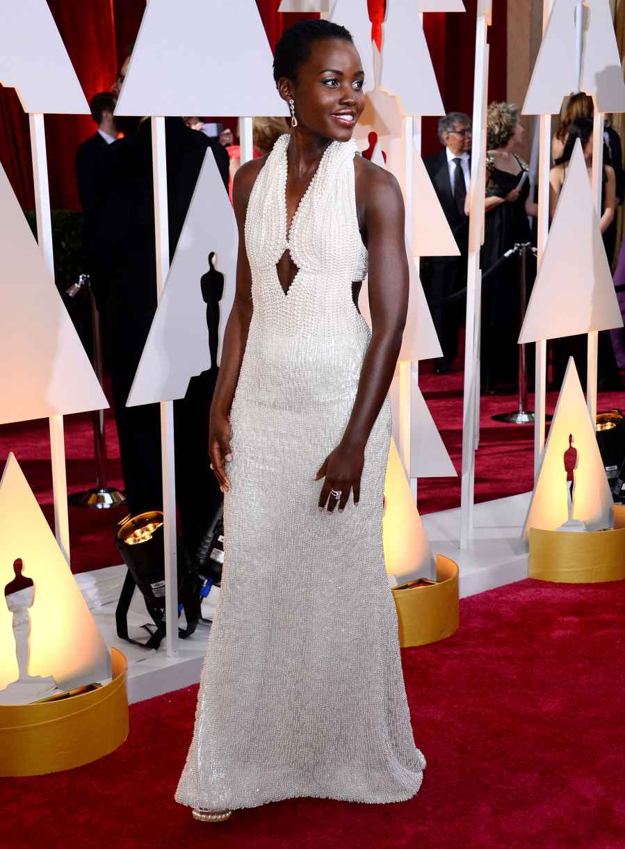 Every Time Lupita Nyong’o Ruled the Red Carpet Calvin Klein Pearl dress 2015