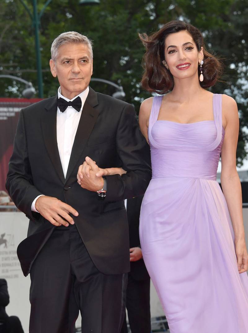 Hollywoods Hottest Married Couples George Clooney Amal Clooney 74th Venice International Film Purple Dress